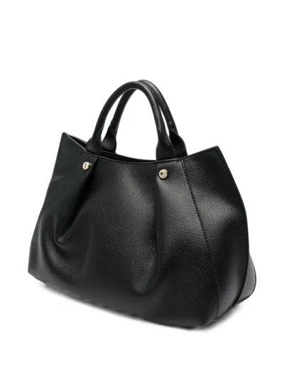 Ermanno Firenze Logo-plaque Grained-leather Tote Bag In Black