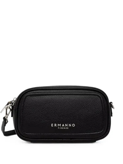 Ermanno Firenze Logo-plaque Pebbled Crossbody Bag In Black