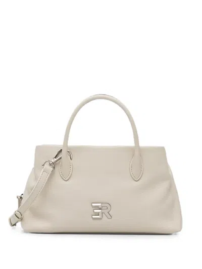 Ermanno Firenze Logo-plaque Pebbled-leather Tote Bag In Neutral