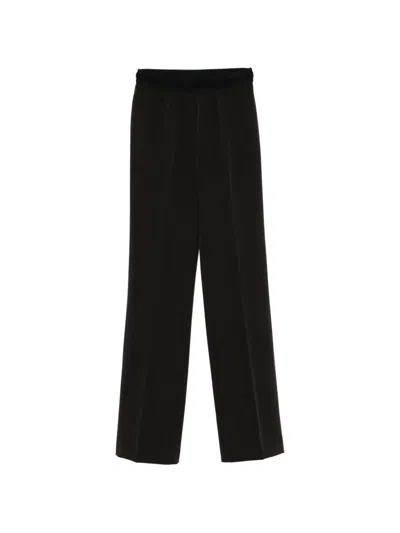 Ermanno Firenze Logo-waistband Straight-leg Trousers In Black
