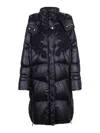 Ermanno Firenze Long Down Jacket With Embroidery In Black