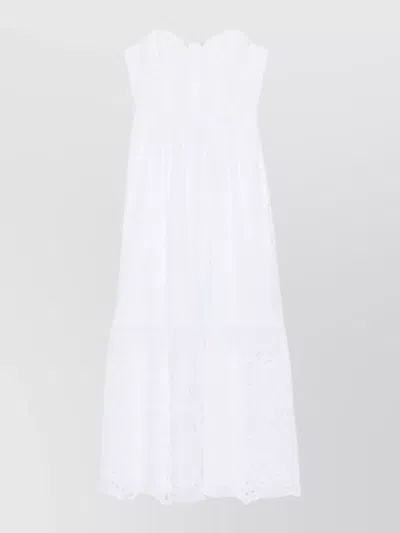 Ermanno Firenze Long Dress Sweetheart Neckline Tiered Skirt In White
