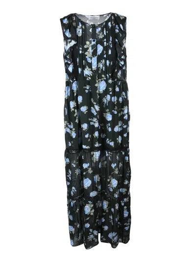 Ermanno Firenze Long Gauzed Dress - Black/blue