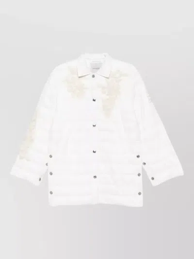 Ermanno Firenze Long Nylon Down Jacket Three Quarter Sleeves In White