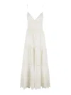 Ermanno Firenze Sleeveless Cotton Maxi Dress With Ecru San Gallo Embroidery