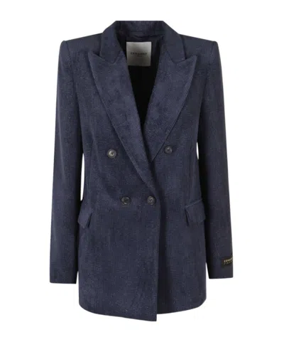 Ermanno Firenze Glitter-effect Corduroy Jacket In Blue