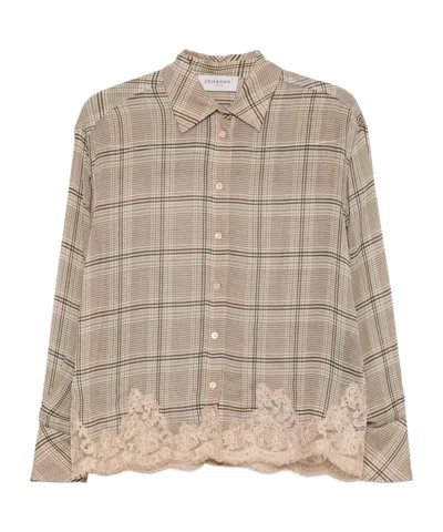 Ermanno Firenze Long-sleeve Shirt With Lace Details In Nude