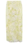 Ermanno Firenze Longuette Skirt In Floral Sequin Embroidered Tulle In Yellow