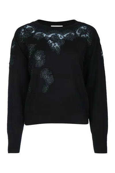 Ermanno Firenze Maglia Giro Pizzo In Black