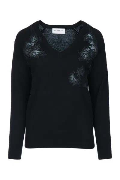 Ermanno Firenze Pizzo Knit V-neck Sweater In Multi