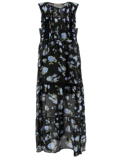Ermanno Firenze Maxi Dress With Tone-on-tone Lace Applications