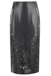Ermanno Firenze Longuette Faux Leather Midi Skirt In Black