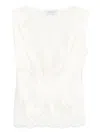 Ermanno Firenze Lace Trim Sleeveless Top With Deep V-neck In Neutral