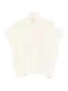 Ermanno Firenze High Neck Knitwear With Embroidered Ribbed Hem In Neutral