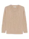 Ermanno Firenze Floral-pattern Cable-knit Sweater In Neutral