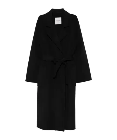Ermanno Firenze Belted Notch-lapels Coat In Black