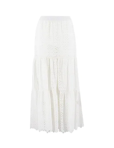Ermanno Firenze Off White Skirt With Cut-out Details