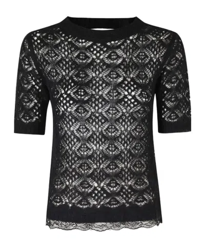 Ermanno Firenze Openwork Knitted Top In Black