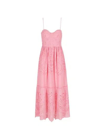 Ermanno Firenze Openwork-detail Midi Dress In Pink