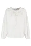 Ermanno Firenze Over-sized White Shirt With Intricate Embroidery And Tie Closure
