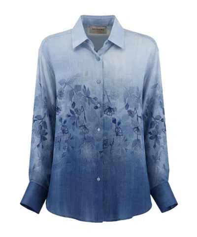 Ermanno Firenze Oversized Gradient Floral Shirt In Blue