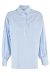 Ermanno Firenze Oversized Striped Cotton Poplin Shirt In Blue