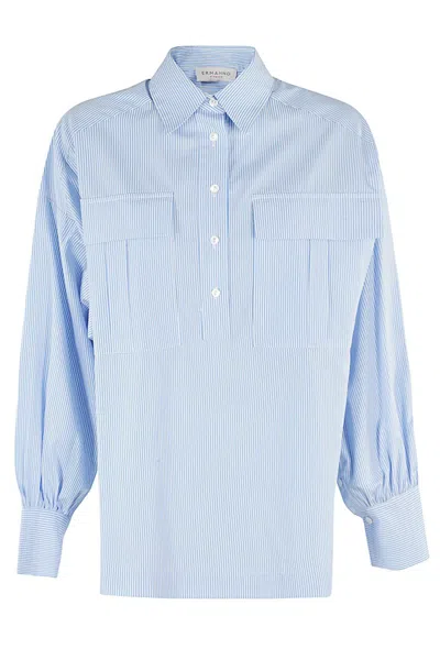 ERMANNO FIRENZE ERMANNO FIRENZE OVERSIZED STRIPED COTTON POPLIN SHIRT