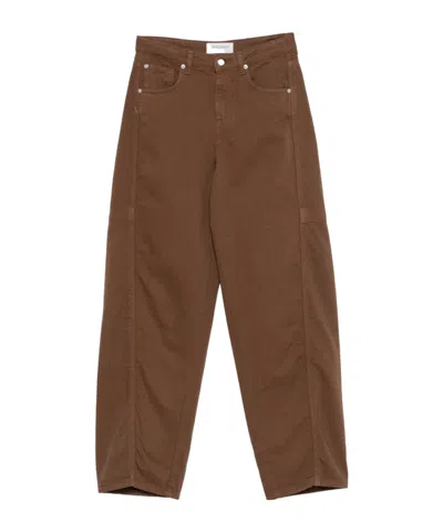 Ermanno Firenze Panelled Wide-leg Jeans In Brown