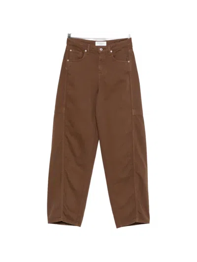 Ermanno Firenze Panelled Wide-leg Jeans In Brown