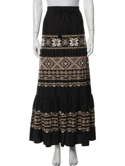 Pre-owned Ermanno Firenze Patterned Long Skirt In Black