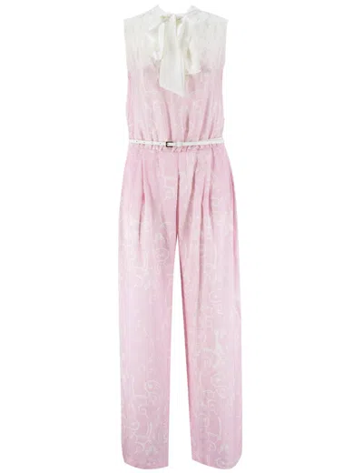 Ermanno Firenze Pink Lace Viscose Jumpsuit