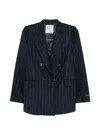 Ermanno Firenze Pinstriped Double-breasted Blazer In Blue