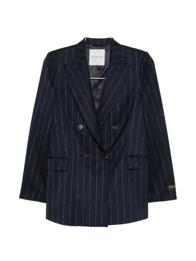 Ermanno Firenze Pinstriped Double-breasted Blazer In Blue