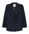 Ermanno Firenze Pinstriped Double-breasted Blazer In Blue
