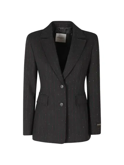 Ermanno Firenze Pinstriped Sequin-embellished Blazer In Grey