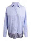 Ermanno Firenze Pinstriped Shirt With Embroidery In Blue