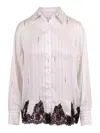 Ermanno Firenze Pinstriped Shirt With Lace In White