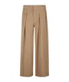 Ermanno Firenze Cropped Camel Trousers With Wide-leg Silhouette In Brown