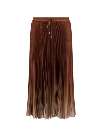 Ermanno Firenze Pleated Midi Skirt In Brown