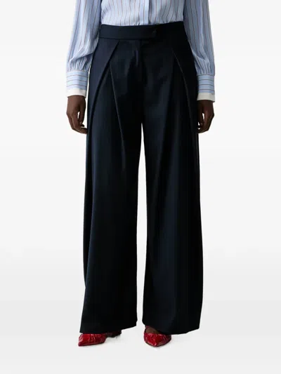Ermanno Firenze Pleated Wide-leg Trousers In Black