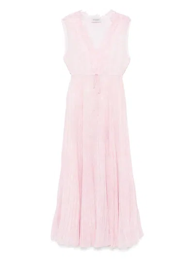 Ermanno Firenze Plissé-detailed Maxi Dress In Pink