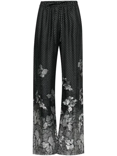 Ermanno Firenze Polka Dot-print Trousers In Black