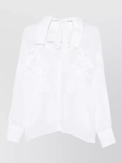 Ermanno Firenze Polo Shirt Sheer Fabric Flower Embroidery In Gray