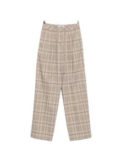 Ermanno Firenze Prince Of Wales Check Trousers In Brown