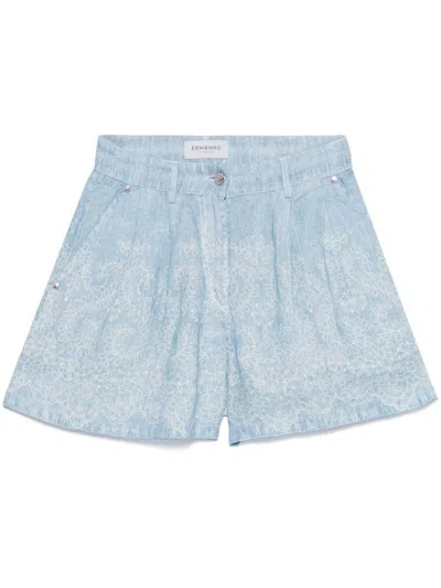 Ermanno Firenze Printed Linen Shorts