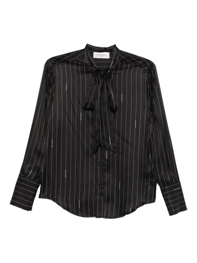 Ermanno Firenze Pussy-bow Striped Shirt In Black