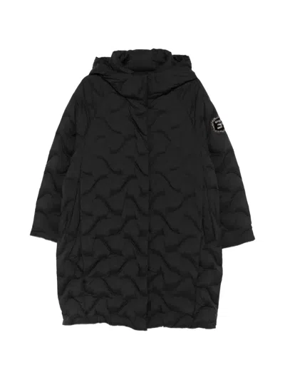 Ermanno Firenze Quilted Hooded Jacket In Black