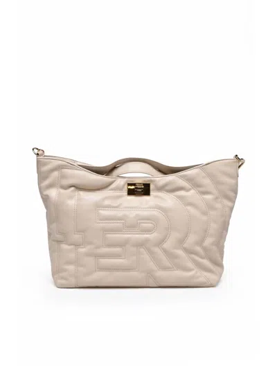 Ermanno Firenze Rachele Handbag With Braided Strap And Combination Lock In Neutral