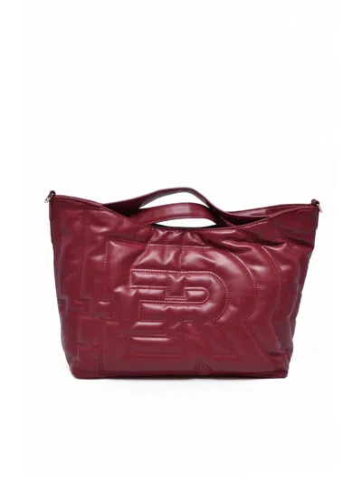 Ermanno Firenze Rachele Handbag With Embossed Lettering And Combination Lock In Red