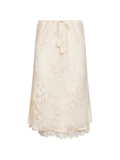 Ermanno Firenze Ramie Midi Skirt In Metallic